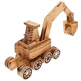 Yardwe Traktorspielzeug Konstruktionsspielzeug Kinderspielzeug Kleiner Bagger Spielzeugbagger Bagger für -Baufahrzeuge Minibagger Holz Khaki
