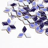 Mosaikglas 100 g rautenförmige Keramik-Mosaikfliesen, mehrfarbige geometrische Mosaikfliesen, DIY-Mosaikherstellungssteine ​​für Handwerk, Kunst, Dekoration Mosaiksteine Zum Basteln (Color : Blue Mix