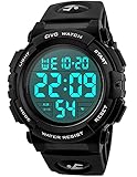 CIVO Herrenuhr Digital Sport Outdoor: 50M Wasserdicht Große Zifferblatt Militär - Schwarz Tactical LED Digital Armbanduhr Mit Wecker/Kalender/Stoppuhr