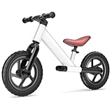 ZWOOS Laufrad ab 2 Jahre, Kinderfahrrad Ultraleichtes mit Sturzschutz, Laufrad 12 Zoll, Tragkraft Bis 25 kg, Sattel Höhenverstellbar, Ergonomischer Sitz, für Jungen Mädchen, Weiß(Weiß)