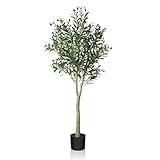 CROSOFMI Künstliche Olivenbaum Pflanzen 150cm Fake Tropische Plastik Pflanze Perfekte Große Pflanzen im Topf für Indoor Outdoor Haus Büro Garten Moderne Dekoration Housewarming Geschenk