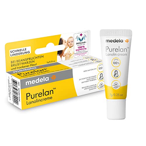 Medela Purelan 7 g Lanolincreme – Schnelle Hilfe bei beanspruchten Brustwarzen und trockener Haut – 100 % natürlich, hypoallergen, dermatologisch getestet und frei von Duftstoffen