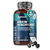 Creatin Monohydrat 3393mg - Für Muskelaufbau, Training, Sport, Fitness - 270 Kreatin Tabletten - 3 Monate Vorrat - Alternative zu Creatin Kapseln & Pulver - Pre Workout Booster - Vegan - WeightWorld