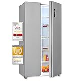 Exquisit Side-by-Side-Kühlschrank, Kühl-Gefrierkombination, NoFrost, 442 Liter, Schnellgefrieren, Alarm, 4-Sterne-Gefrieren, LED-Display, SBS546-040E inoxlook