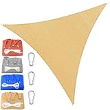 MAJINGC Dreieckiges Sonnensegel 1x1x1m Atmungsaktiv HDPE-Schattentuch 95% UV-Schutz Für Den Garten Im Freien Für Terrasse Und Hof Mit Seil Gewächshaus Beige