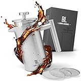 Bjørn Liebdhal® Premium French Press aus Edelstahl 0,6 Liter mit Thermoeffekt [Inkl. 3 Ersatzfilter & Anleitung] - Kaffeebereiter spülmaschinenfest - Kaffeepresse für unterwegs