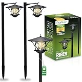 Lumiled 2x Solarleuchte Laterne Garten Solarlampen mit Erdspieß LED Solarlampe für außen LED Warmweiß 3000K Solar Gartenleuchte 150cm Wegeleuchten Wegbeleuchtung Bodenleuchte Gartendeko Vintage