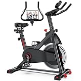 FITINDEX Ergometer Heimtrainer Fahrrad mit Magnetischem Widerstand, 18kg Schwungrad Fitnessbike Indoor Cardio, Hometrainer Spinning Bike mit LCD-Monitor, Ipad Halter, fitnessgeräte für zuhause