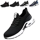 Fadezar Sicherheitsschuhe Herren Leichte Arbeitsschuhe Herren Damen Sportliche Atmungsaktive Stahlkappenschuhe rutschfeste Arbeitsturnschuhe 01 Schwarz EU 42