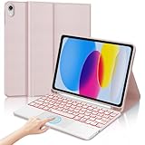 SENGBIRCH Tastatur für iPad 10 Generation mit Touchpad, Tastatur für iPad 10 2022, Spanisch Ñ, Bluetooth-Hintergrundbeleuchtung, abnehmbar, kabellos, für 10. Generation 2022, 27,9 cm (10,9 Zoll), Rosa