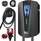 Tera EV Ladegerät 𝗧𝘆𝗽 𝟮 𝟭𝟭𝗞𝗪 Heim-Ladestation Wallbox Ladekabel Elektroauto mit Kabelhalterung Ladekabel 3-Phasig CEE Stecker 16A 400V Kabel für Elektrofahrzeuge und Plug-in-Hybrid-Autos, Q8