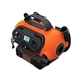BLACK+DECKER Druckluft Kompressor Flüsterkompressor Akku Luftpumpe 11 Bar (mögliche Stromquelle: 12V-/230V-Anschluss oder 18V Akku, 160PSI, für Reifen, Bälle, Rollstühle) BDCINF18N