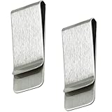 Geldklammern Set Edelstahl Geldscheinklammer Silber Geldclip Geld Klammer für Geldscheine Quittung Note Kreditkarte 52x20mm (2 Stück)