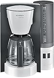 Bosch Filterkaffeemaschine ComfortLine TKA6A041, Aroma+, Aromaschutz-Glaskanne 1,25 L, für 10-15 Tassen, abnehmbarer Wassertank, Tropfstopp, schwenkbarer Filterträger, Kabelstaufach, 1200 W, weiß