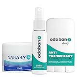 ODABAN Komplett Set - Antitranspirant Spray + Deo Stick gegen schwitzen + Fusspuder/Schuhpuder gegen Käsefüße - gegen starkes Schwitzen mit Aluminium - Hyperhidrose, Handschweiß, Achselschweiß