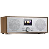 auna Silver Star Stereo Internetradio mit DAB+ / UKW, WLAN Radio, Webradio mit Bluetooth, 2 x 8 Watt RMS, USB, App-Steuerung, AUX, Weckfunktion, inkl. Fernbedienung, Eiche