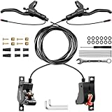DYISLAND LD-200 2-Kolben-Hydraulik-Scheibenbremsen-Set für E-Bike, hydraulische 2-polige Bremskit, hydraulische Bremskit（mit Montagewerkzeugen und Schrauben） (Schwarz-Vorne1000mm/Hinten1850mm)