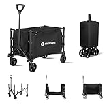 FREEDARE 70 kg/120 l Bollerwagen Faltbar für Camping und Einkaufen mit Abnehmbaren Rädern und Verstellbarem Griff, Allzweck-Gartenwagen mit Wechselplane, Schwarz