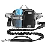 ETACCU Joggingleine Hunde mit Bauchgurt, Freihandleinen Jogging Hundeleine für große und mittelgroße Hunde, Elastische Reflektierende Laufleine 124-180 cm für Laufen, Joggen (Schwarz)