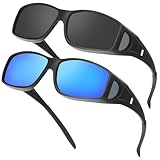 Farrobor Sonnenüberbrille für Brillenträger Polarisiert Überzieh Sonnenbrille Herren Damen 2 Set mit UV400 für Autofahren Wandern Angeln Überbrille 0311(Klassische Farben)