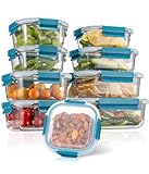 Glas-Frischhaltedosen Set Meal Prep Boxen für Lebensmittel,18 Teile (9 Behälter,9 Transparente Deckel) Spülmaschinen, Mikrowellen & Gefrierschrankfreundlich - Auslaufsicher, BPA-frei
