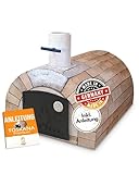 Feuerfest 123 Pizzaofen-Bausatz Toskana Premium I Ofentür rechts mit Thermometer & Zuluftregler I Hochwertiger Pizza-Ofen inkl. Aufbauplan I Steinofen ideal für Pizza, Brot & Flammkuchen