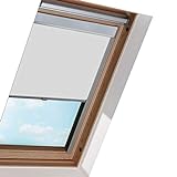 EINFEBEN Verdunkelungsrollo Rollo mit Seitenschienen für Dachfenster / M06 Grau (61.3x94.0cm)/ Verdunkelungs-Rollo Fensterrollo