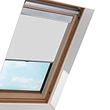 EINFEBEN Verdunkelungsrollo Rollo mit Seitenschienen für Dachfenster / F06 Grau (49.3x94.0cm)/ Verdunkelungs-Rollo Fensterrollo