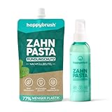 happybrush Naturkosmetik Zahnpasta - Vegane Zahncreme Schutz für deine Zähne - Ohne Mikroplastik - Mehrpack (2er Set, Nachfüllbares Set Minz-Geschmack)