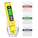 Shiptree PH Messgerät Hochpräzision (± 0.01), Water Tester, pH Wert Messgerät Pool mit Blau Hinterleuchtetem LCD-Display & Automatischer Temperaturkompensation,für Trinkwasser-/Poolwasseranalyse,Gelb