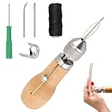 Ksvaye 8 Stück Nähahle Leder Nähset Leder Werkzeug Set Leder Nähen Ledernähset Ledernadeln Hand mit Wachsfaden, Gebogene und Konische Nadeln für Leder DIY Handwerk Craft