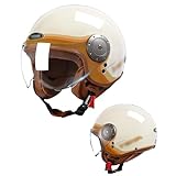 Retro Open Face Motorradhelm, Erwachsener Baseball Kappe Halbhelm ECE Zertifiziert Vintage Motorradhelm mit Visier Schnellverschluss Schnalle für Cruiser Chopper Racing,55-62cm,X