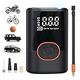 vicihoho Elektrische Luftpumpe, 150PSI Luftpumpe Fahrrad, Fahrradpumpe mit USB, kann als Powerbank und Taschenlampe Verwendet Werden, Akku Luftpumpe für Autos, Fahrräder, Motorrad, Basketball usw