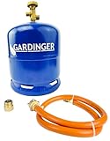GARDINGER Aktionsset leere befüllbare 2,5 kg Propangasflasche Profill mit Sicherheitsventil Adapter Umfüllschlauch (Alternative zur GAZ R907)