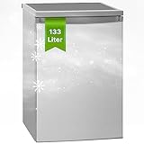 Bomann® Kühlschrank ohne Gefrierfach mit 133L Nutzinhalt | 3 Ablagen | klein m. Gemüsefach & wechselbarem Türanschlag | Tischkühlschrank leise | H:84.5 x B:56 x T: 57.5cm | VS 2185.1 inox