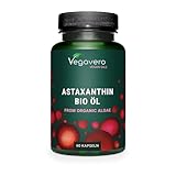 BIO Astaxanthin hochdosiert | Natürlicher Rohstoff aus der EU – schonende CO2-Extraktion | Vegan | Alge + Bio Olivenöl | Laborgeprüft | 60 Astaxanthin Kapseln | Deutsche Produktion von Vegavero®