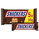 Snickers Schokoriegel, Erdnüsse, Karamell, Eine Packung á 5 Riegel | Fußball Snack | (1 x 5 x 50 g)