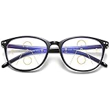 KOOSUFA Gleitsichtbrille Progressive Multifokus Lesebrille Damen Herren Anti-Blaulicht Sehhilfe Retro Lesehilfe Anti Müdigkeit Brille 1,0 1,5 2,0 2,5 3,0 3,5 4,0 Schwarz, 1.5