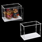 FINGERINSPIRE 2 Sets transparente Kunststoff-Vitrinen, 21,6 x 11,7 x 16,3 cm, Kunststoff-Minifiguren, Vitrinen mit weißem Boden, Würfel, transparent, staubdicht, Schutz, Vitrine für Modelle, Bausteine