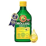 Möller's Omega 3 Lebertran Öl | Nordic Nahrungsergänzung mit EPA, DHA, Vitamin A, D, E | Superior Taste Award | Hochreiner natürlicher Lebertran | 165 Jahre alte Marke | Zitrone | 250 ML