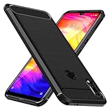 ivoler Silikon Hülle für Xiaomi Redmi Note 7, [Militärischer Schutz] Stoßfest Handyhülle, Dünne Weiche Flexible TPU Kratzfest Schutzhülle Anti-Fingerabdruck Case Cover, Schwarz
