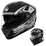 Motorradhelm Integralhelm Für Erwachsene Klapphelm Motorrad Herren, Vollgesichts Doppelvisier Motorrad Kopfbedeckung RollerHelm Fullface Helm Mopedhelm Für Herren Damen Atmungsaktiv((54-61cm)