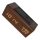 Mipcase Dreieckiger Digitalwecker Aus Holz LED Digitalwecker Digitaluhr Mit Temperatur Uhr Mit Temperatur Und Feuchtigkeitsanzeige Wecker Mit Temperaturanzeige
