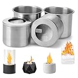 Kigniote Ethanol Brenner Set Bioethanol Brennertopf Brennkammer für Tischkamin Ersatz Brennkammer Bioethanol mit 4 Keramikwolle für Bioethanol Universell Brennkammer für Tischfeuer Outdoor Indoor