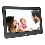10 Zoll Digitaler Bilderrahmen mit Fernbedienung - Full HD 1080P IPS Touch Screen, Wandmontierbarer Video Fotorahmen mit Cloud/WiFi, Kalender, für Großeltern (Black)