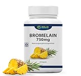 Bromelain Kapseln | 750MG - 5.000 F.I.P bzw. 2.500 gdu/g pro Kapsel - 180 Kapseln - Hochdosiert - Natürliches Enzym aus Ananas Extrakt - Vegan