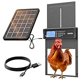 Okkobi Hühnerklappe Automatisch Solar - LCD Display - Automatische hühnerklappe mit Fernbedienung, Lichtsensor & Timer - Sicherheit & Seelenfrieden: Sicherheitsmechanismus - 5 Jahre Schutz