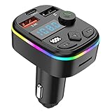 Auto Transmitter - Fm Transmitter für Auto | Wireless Adapter mit LED-Display Sender Empfänger für Auto 5.0, Multifunktionales USB C Auto Ladegerät Schnellladung