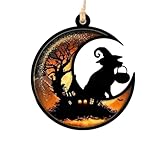 Halloween Dekoration Halloween-Sonnenfänger zur Erinnerung an den Verlust eines Hundes, Buntglas-Sonnenfänger mit Hundestatue, zum Gedenken an den Verlust eines Hundes, einzigartige (16.5X16.5X2cm)