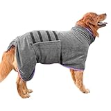 Euakee Hundebademantel, Dry Fast Dog Robes Mantel Super saugfähig, Verstellbarer Kragen & Bauchgurt Schnell trocknender Mantel Haustier Hund Katze Bademantel Handtuch, Grau (2XL)